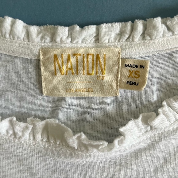 Nation LTD Janie White Sleeveless Ruffle Neck Pima Cotton Tank Top - Picture 7 of 8